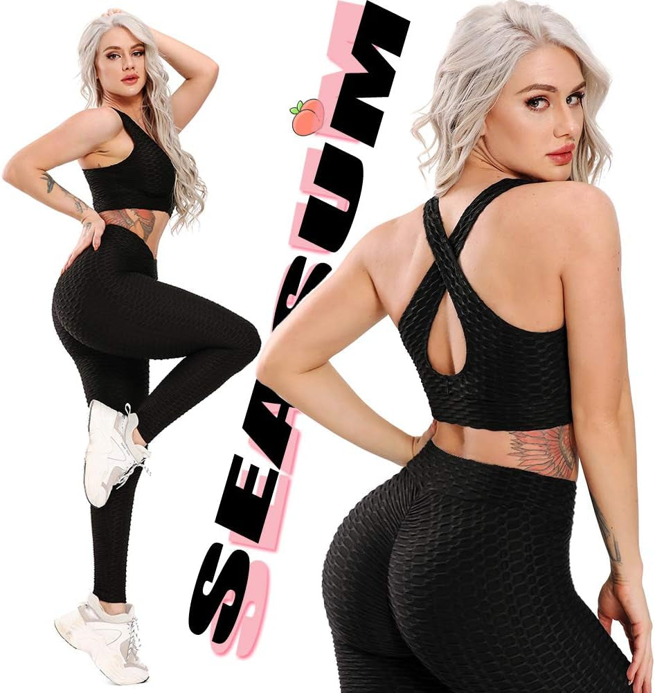 Women'S High Waist Yoga Pants Tummy Control Slimming Booty Leggings Workout Running Butt Lift Tights