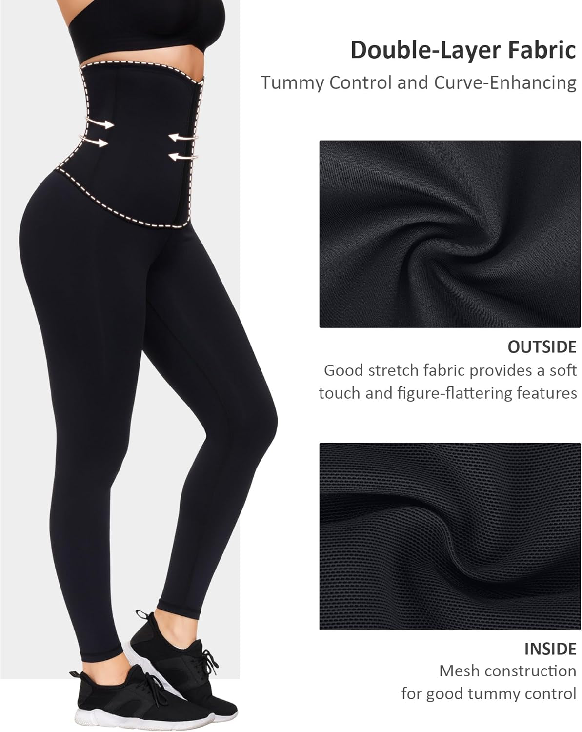 Leggings for Women Tummy Control Corset Waist Trainer Thigh Slimming High Waisted Compression Yoga Pants