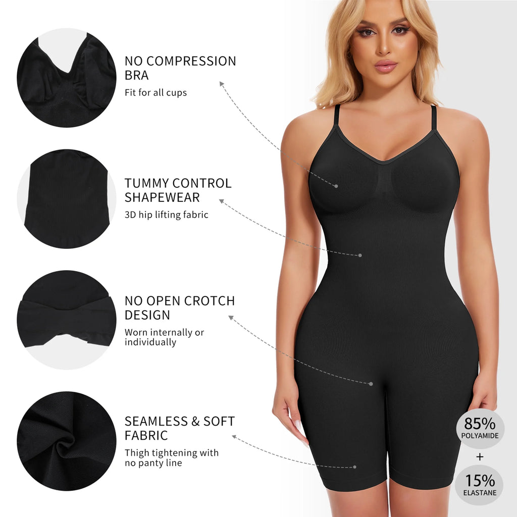 Women'S Shapewear Bodysuit Tummy Control Body Shaper Snatched Waist Body Suit